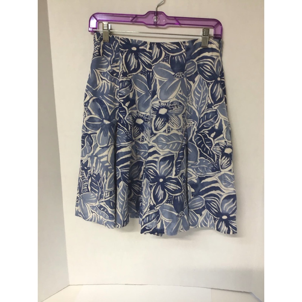 Rodier Blue and White shorts, looks like‎ skirt 100% silk side zip
